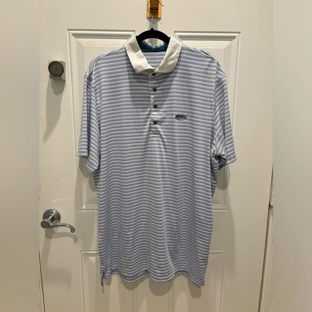 Greyson Polyester Blue Striped Polo Size XLarge Golf Outdoor Stretch